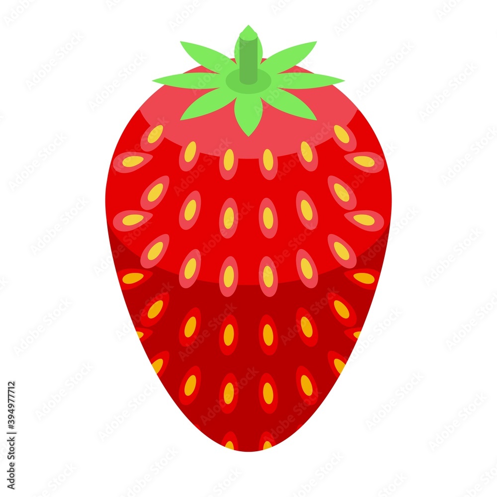 Obraz premium Healthy breakfast red strawberry icon. Isometric of healthy breakfast red strawberry vector icon for web design isolated on white background