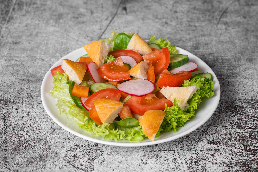 Traditional Middle Eastern vegetarian salad fattoush. Lebanese cuisine