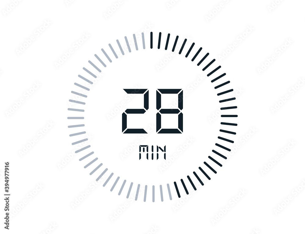 28 minutes timers Clocks, Timer 28 min icon Stock Vector | Adobe Stock