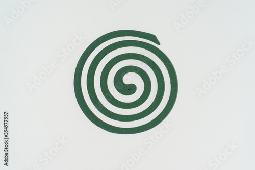 Flat lay mosquito coil on a white background