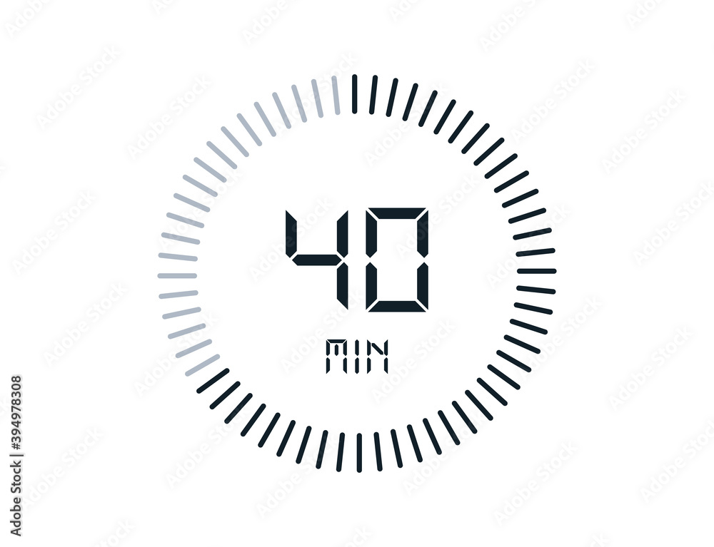 40 minutes timers Clocks, Timer 40 min icon vector de Stock | Adobe Stock