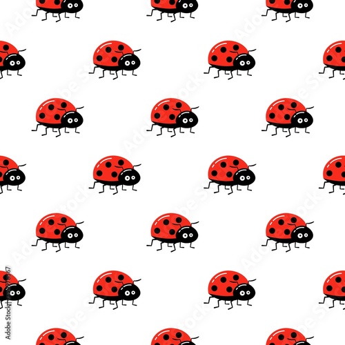 Seamless vector pattern with insects, background with bright ladybugs © YuliaR