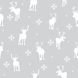 Reindeers seamless pattern. Abstract vector gray background. Graphic design of animal texture. Illustration EPS10.