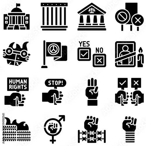 Protest related vector icon set 4, solid style