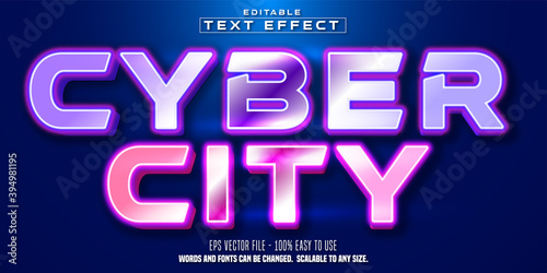 Cyber City text, cyberpunk style editable text effect