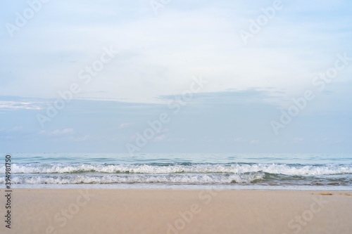 Beautiful beach background against blue sky in Phuket Thailand.