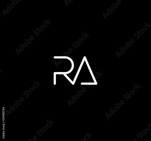 Letter RA alphabet logo design vector. The initials of the letter R and A logo design in a minimal style are suitable for an abbreviated name logo.