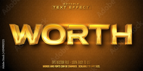 Worth text, golden style editable text effect