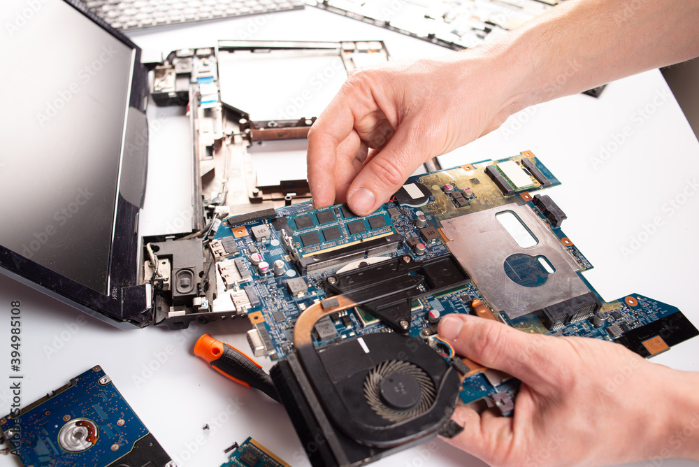 Obraz premium Computer repair concept Close-up view.Hardware.
