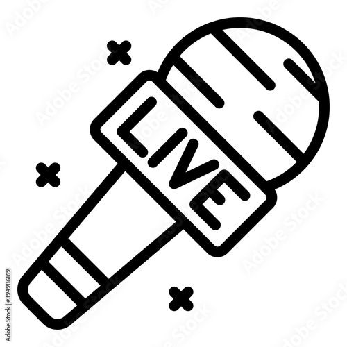 Live reportage microphone icon. Outline live reportage microphone vector icon for web design isolated on white background