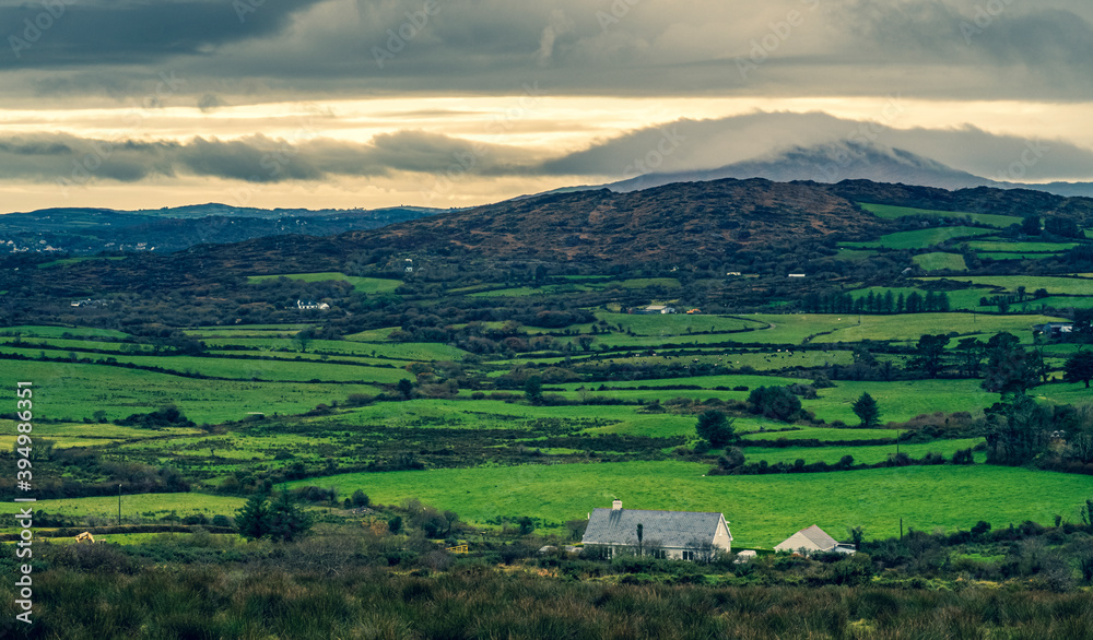 Hills of green rural fields in the countryside of Ireland. Hills of green rural fields in the countryside of Ireland.
