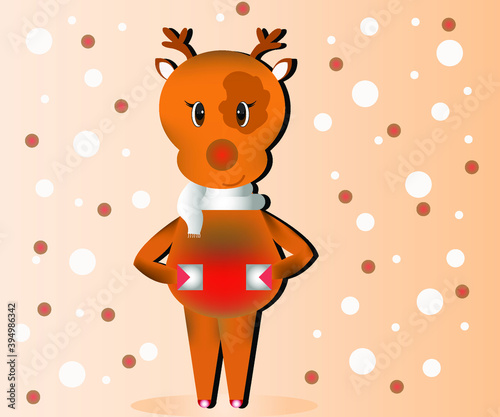 cartoon deer with snowballs