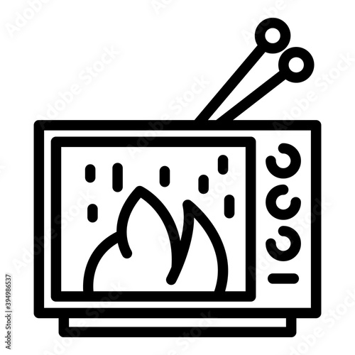 Tv fire news icon. Outline tv fire news vector icon for web design isolated on white background