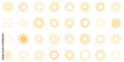 Firework icons set. Outline set of firework vector icons thin line color flat on white photo