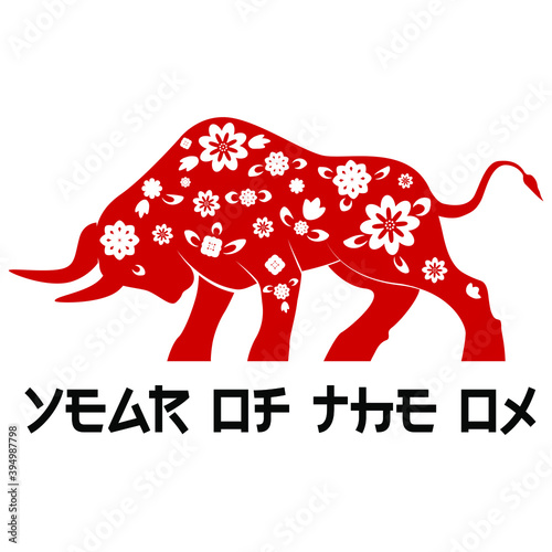 Year of the Ox. 2021 Chinese New year template. Traditional zodiacal lunar calendar design, new year