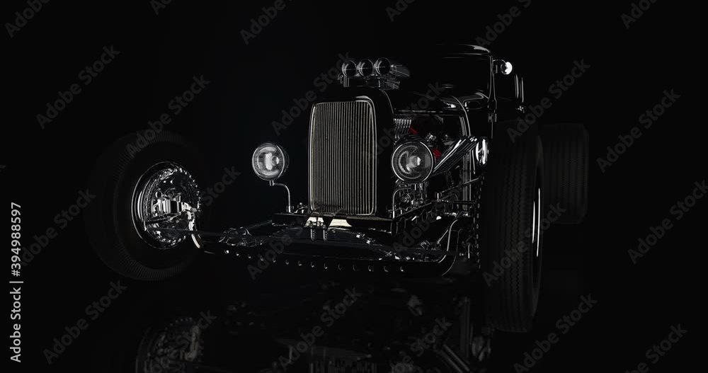 Hot rod black on dark background. 3D render Hot rod black on dark background. 3D render