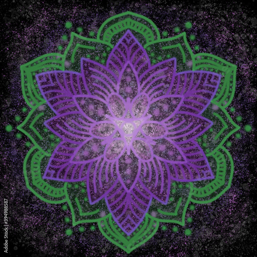 Six petaled purple mandala flower photo