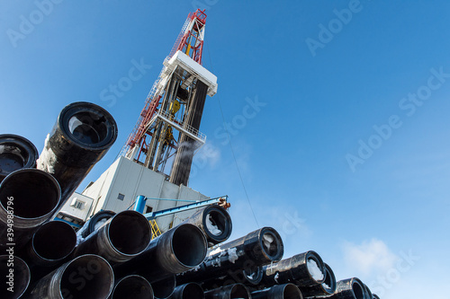 drilling platform in winter in the tundra