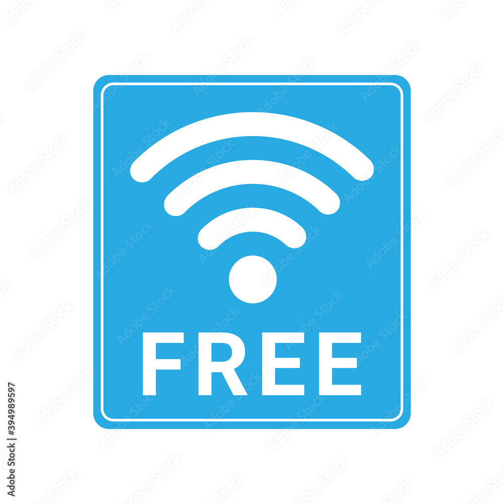 Free wifi zone, blue icon isolated on white background. Concept, public wireless internet network connection. Vector illustration. Free wifi zone, blue icon isolated on white background. Concept, public wireless internet network connection. Vector illustration.