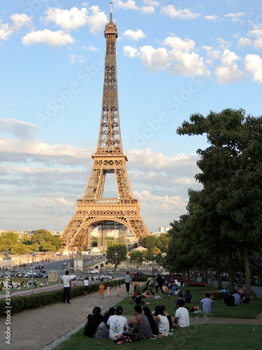 Picnic in front of the Eiffel Tower photo