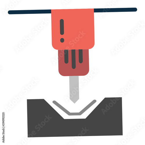 Welding press machine Concept, Steel Sheet Punching  Vector Color Icon Design, Arc welding equipment and Metal Work Symbol on white background, Construction and Industrial manufacturing Sign 