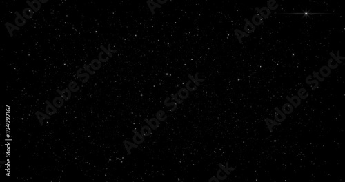 4K Video footage Motion of shinny stars animation on black background. Night stars skies with twinkling or blinking stars motion background. Looping seamless space backdrop particles. Universe stars.