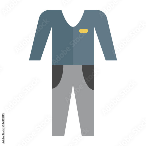 Welder Outfit Concept, Labor Dress Vector Color Icon Design, Arc welding equipment and Metal Work Symbol on white background, Construction and Industrial manufacturing Sign 