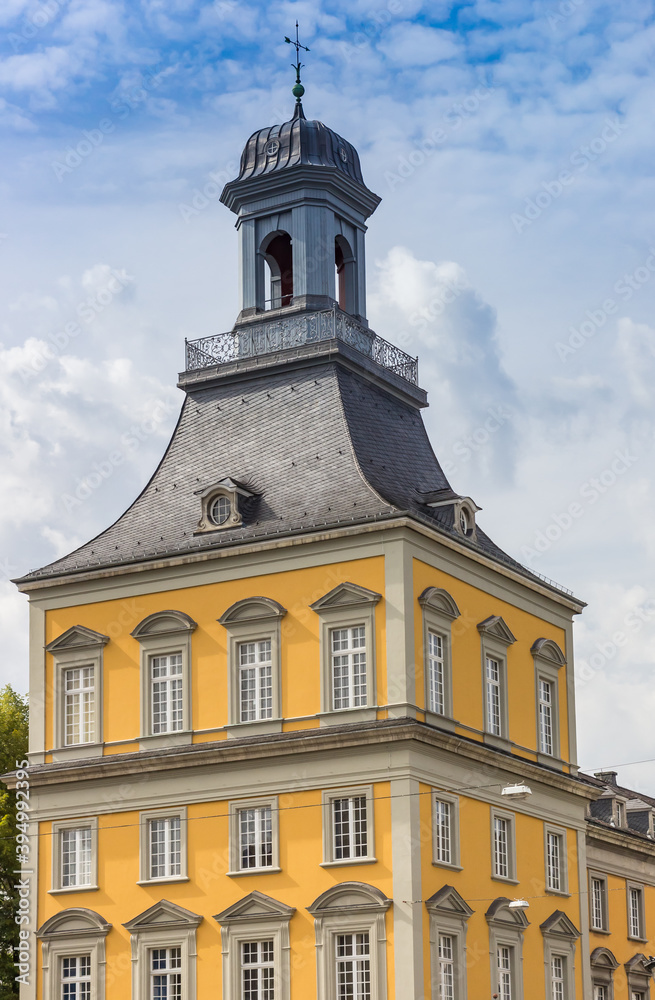Corner tower of the historic university building in Bonn, Germany