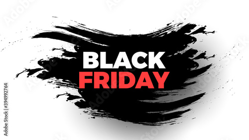 Black friday sale banner with brush strokes. Vector illustration.