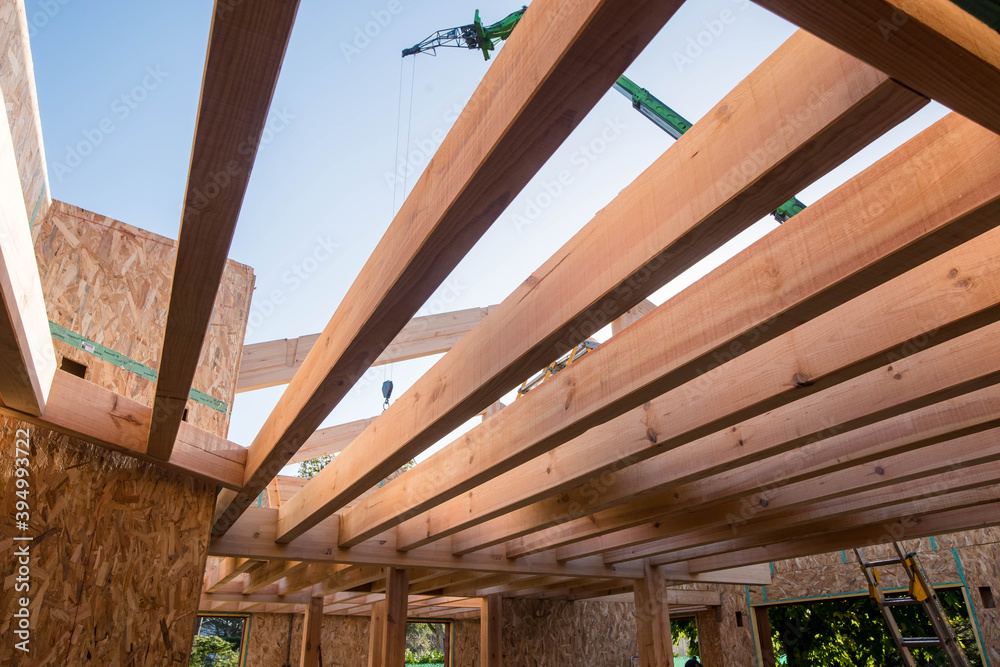 Fototapeta premium construction site of a wooden house