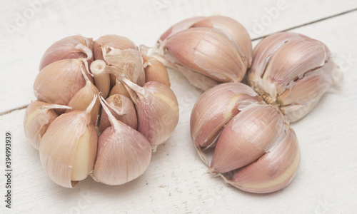 Garlic on wooden
