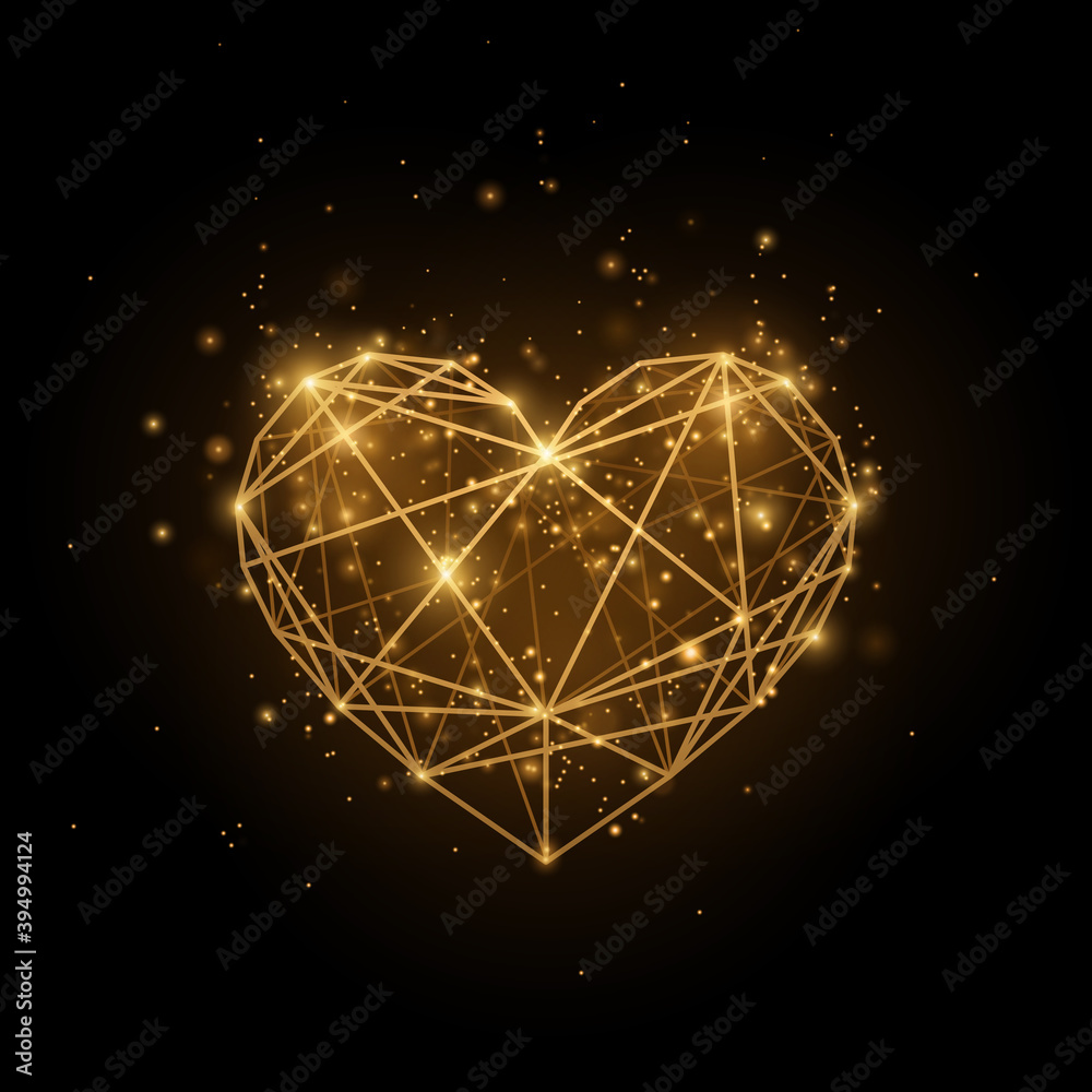 Glitter gold heart on black background Stock Vector Adobe Stock