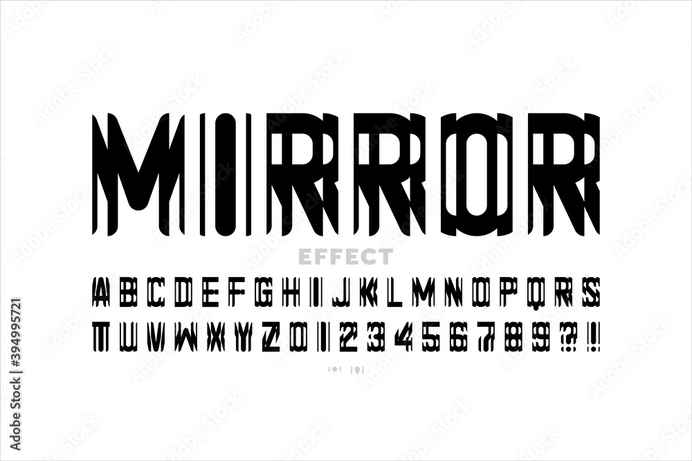 Glass mirror style modern font design, alphabet and numbers vector illustration Glass mirror style modern font design, alphabet and numbers vector illustration