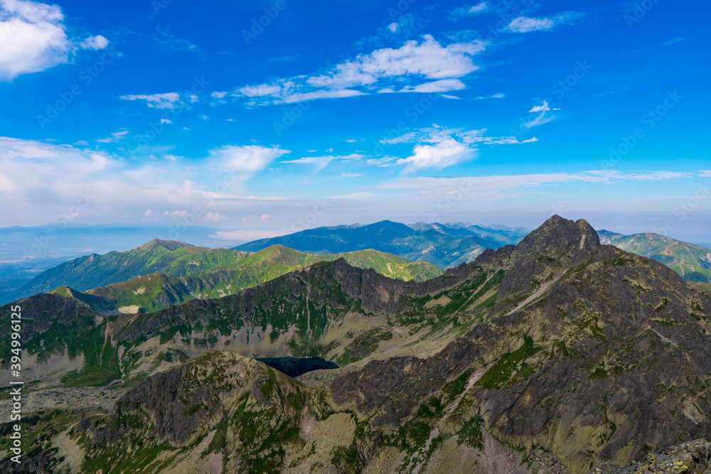 Naklejka premium Panoramic view of the mountain landscape, Tatra National park, Poland. High Tatras, Carpathian mountains. eagles trail