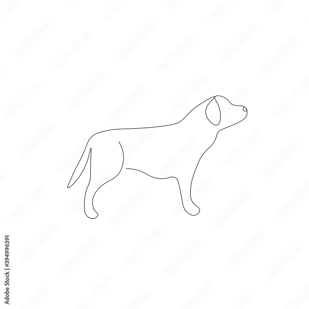 Dog on white drawing, vector illustration