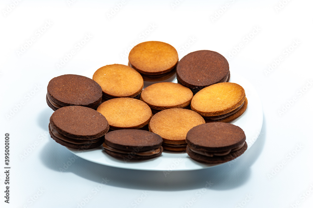 Cookies on a white background in the studio. Cookies on a white background in the studio.