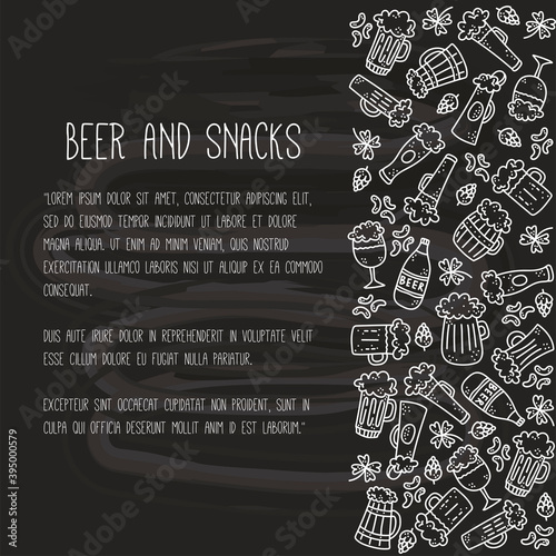 Beer doodle line icons collection vector design
