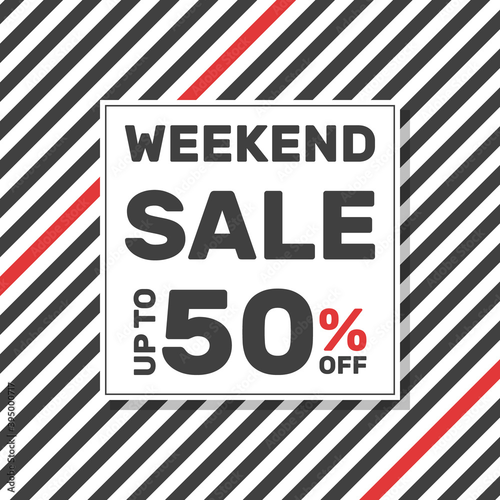 weekend sale promotion social media or website vector black and white banner