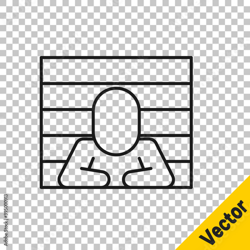 Black line Prisoner icon isolated on transparent background. Vector.