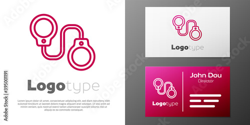 Logotype line Handcuffs icon isolated on white background. Logo design template element. Vector.
