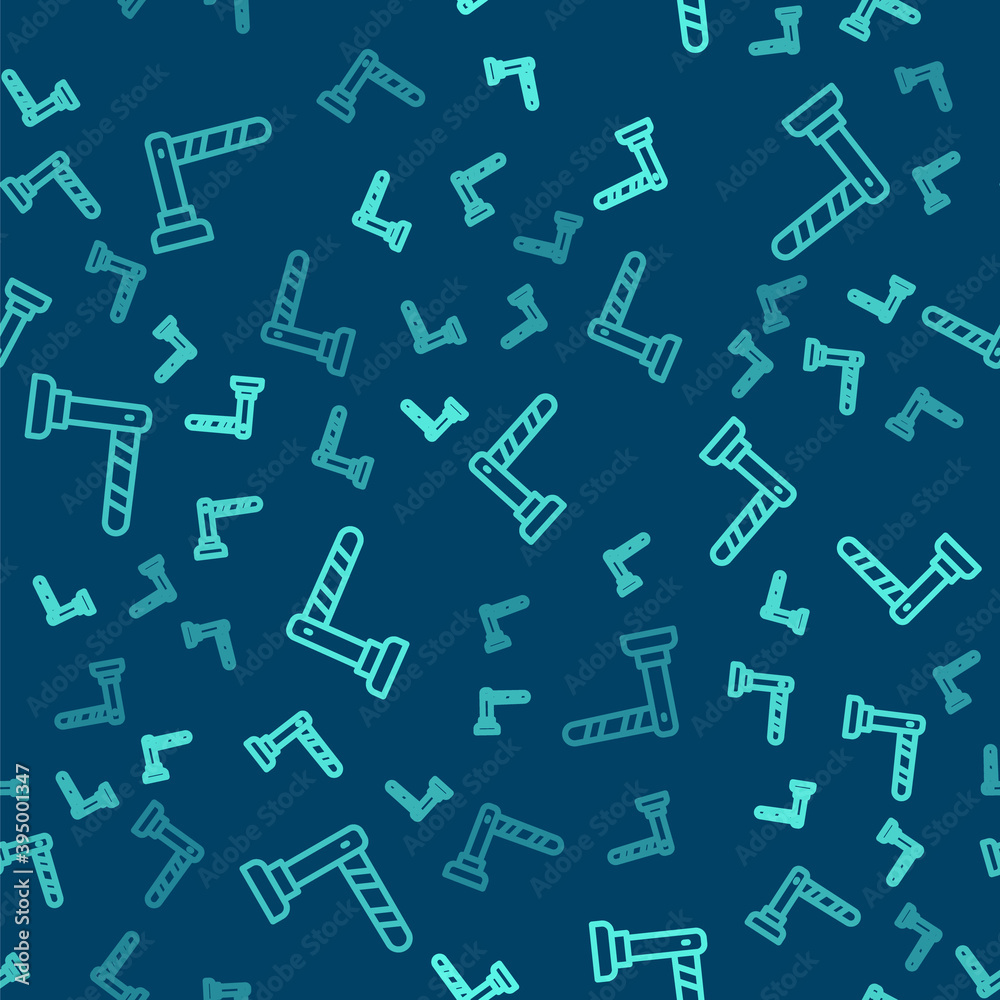 Green line Railway barrier icon isolated seamless pattern on blue background. Vector. Green line Railway barrier icon isolated seamless pattern on blue background. Vector.