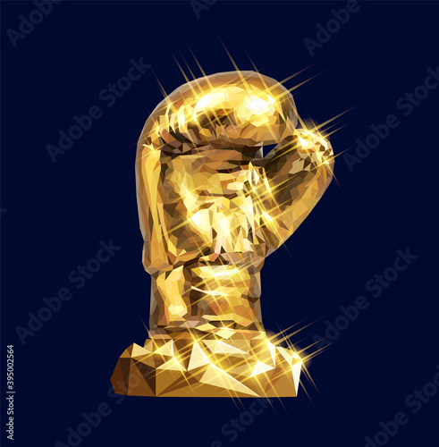 boxing glove golden design vector illustration isolated low-poly modeling geometric style