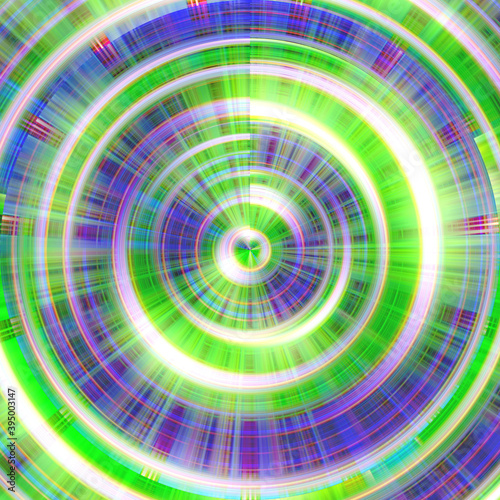 Vortex, tunnel, green pink spiral, abstract background with circles