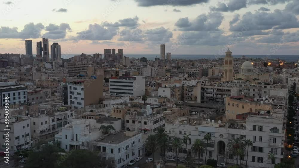 Cityscape skyline, Aerial view of sunset skyline Tripoli city, Libya. Cityscape skyline, Aerial view of sunset skyline Tripoli city, Libya.
