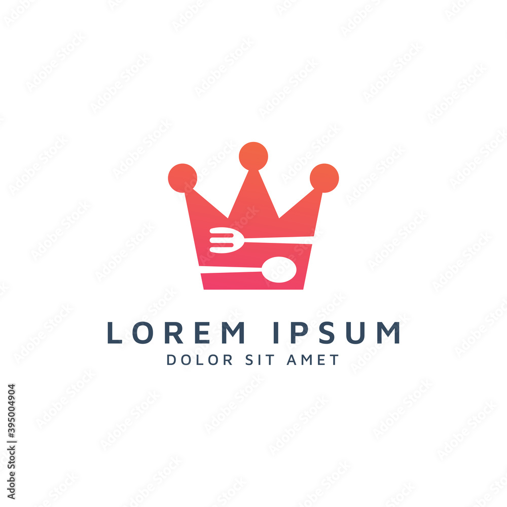 crown and food negative space logo design crown and food negative space logo design