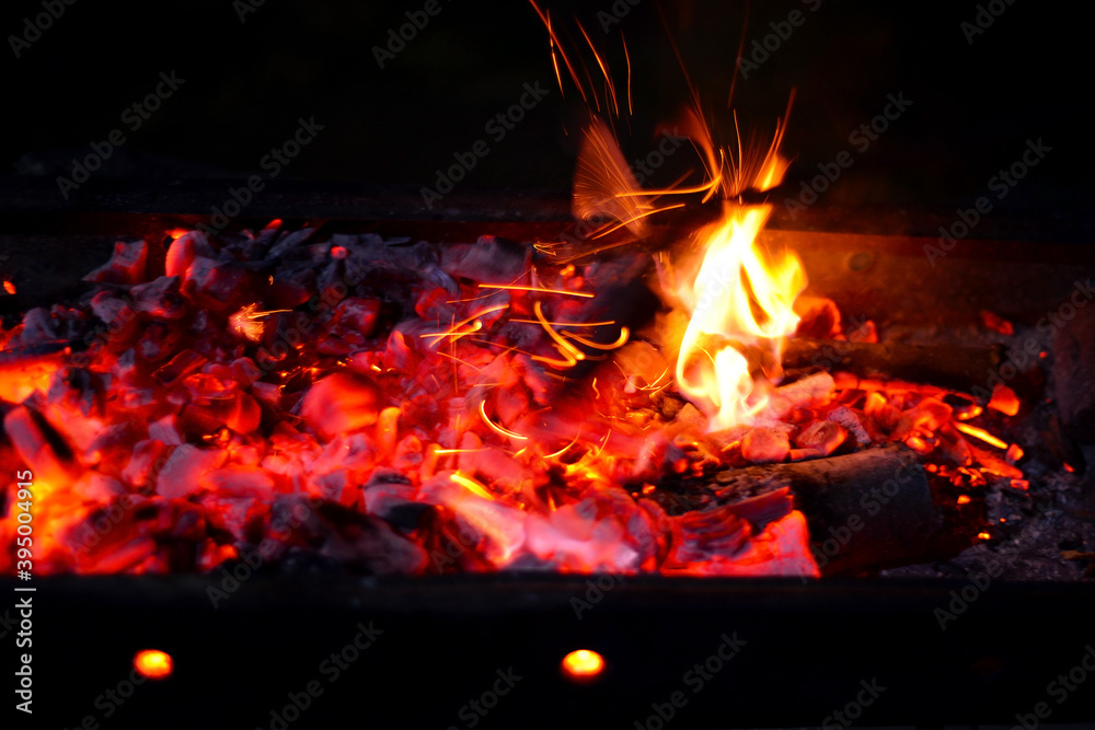 red hot fire flame bonfire in the night red hot fire flame bonfire in the night