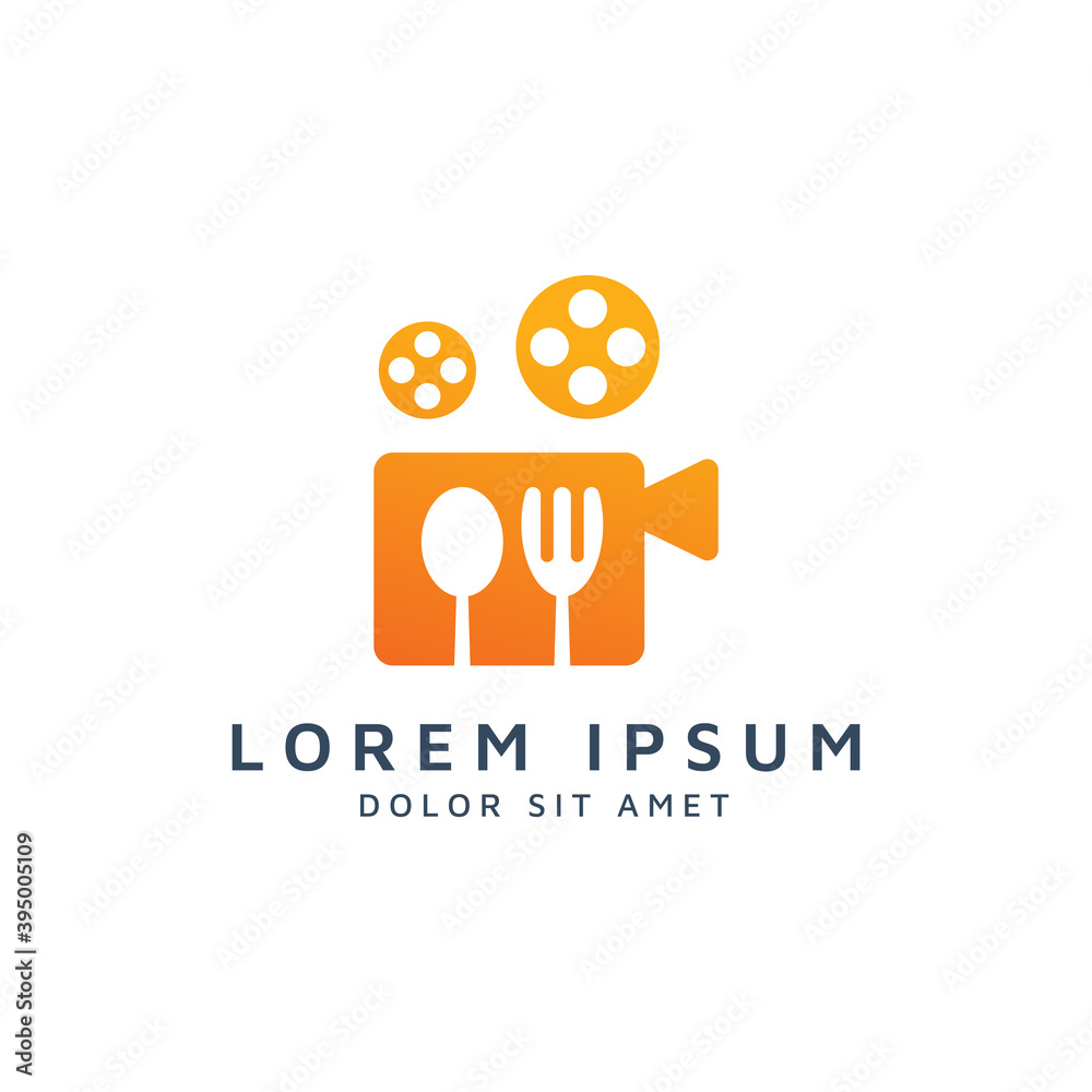 movie and food negative space logo design movie and food negative space logo design