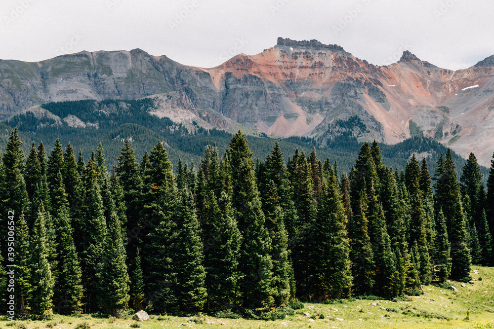 Fototapeta premium Scenic Million dollar high way. Countryside road, summer season in Colorado. Wilson Peak and the San Juan Mountains
