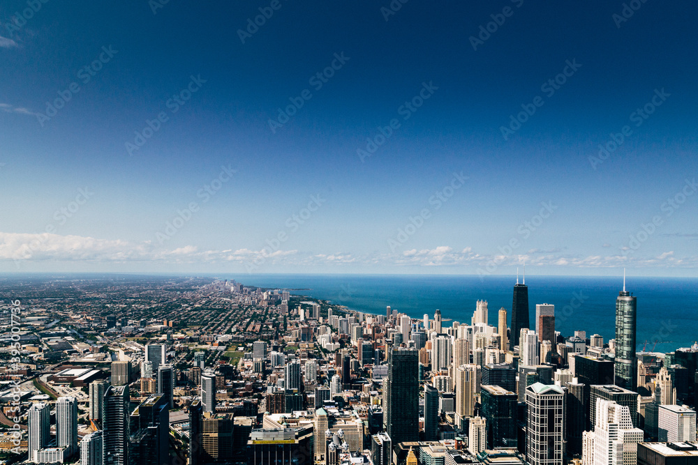 Chicago, Illinois, USA downtown city skyline Aerial View