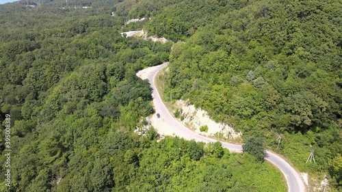Wild nature of the black sea and green forest with gorgeous mountains in the city of Tuapse